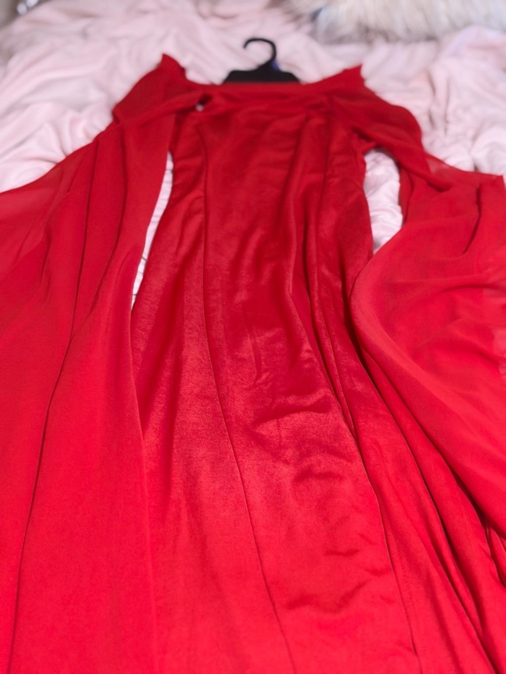Amazon Red Off-Shoulder Maxi Dress